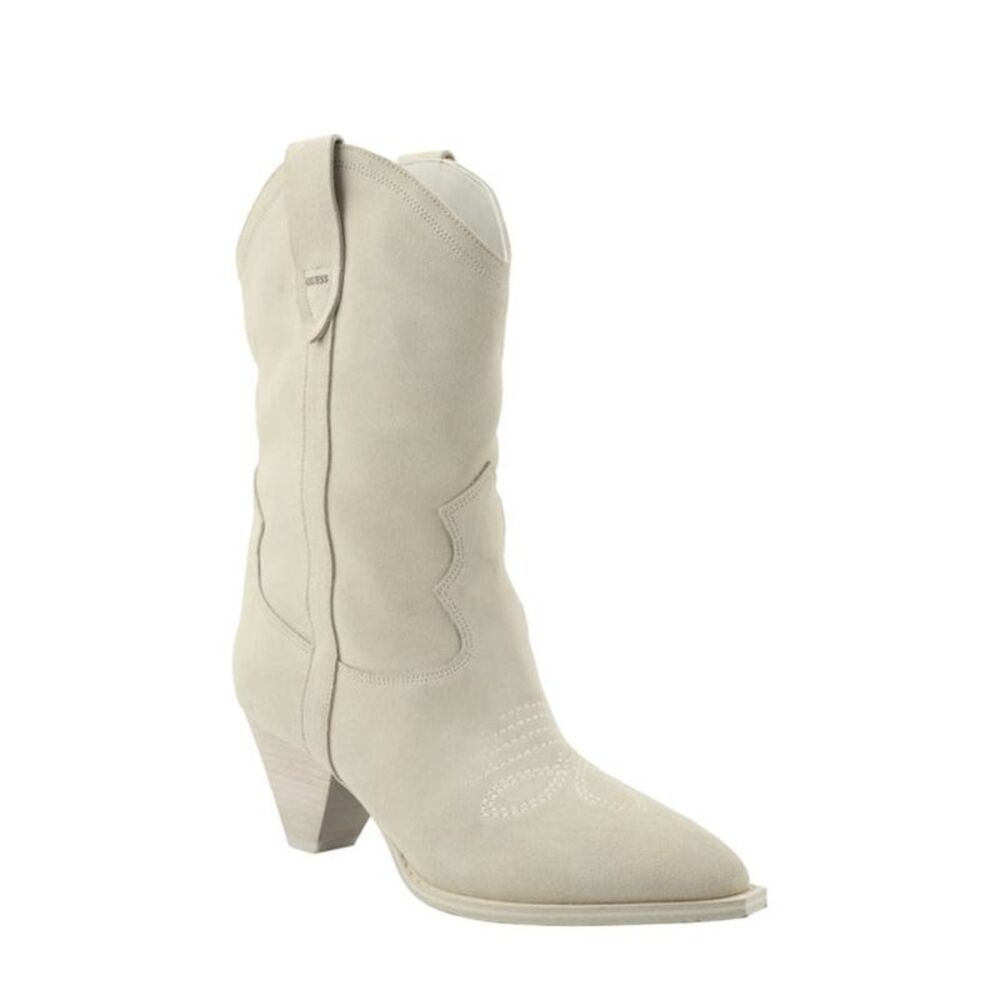 GUESS Womens Ivory Padded Odilia Round Toe Cone Heel Leather Western Boot 7 M